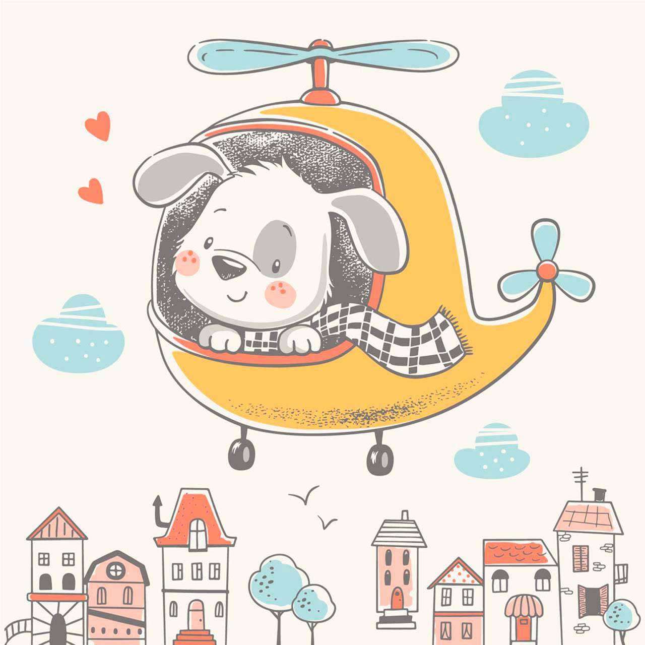 Фотообои в интерьере собака на вертолете  12-617 фото