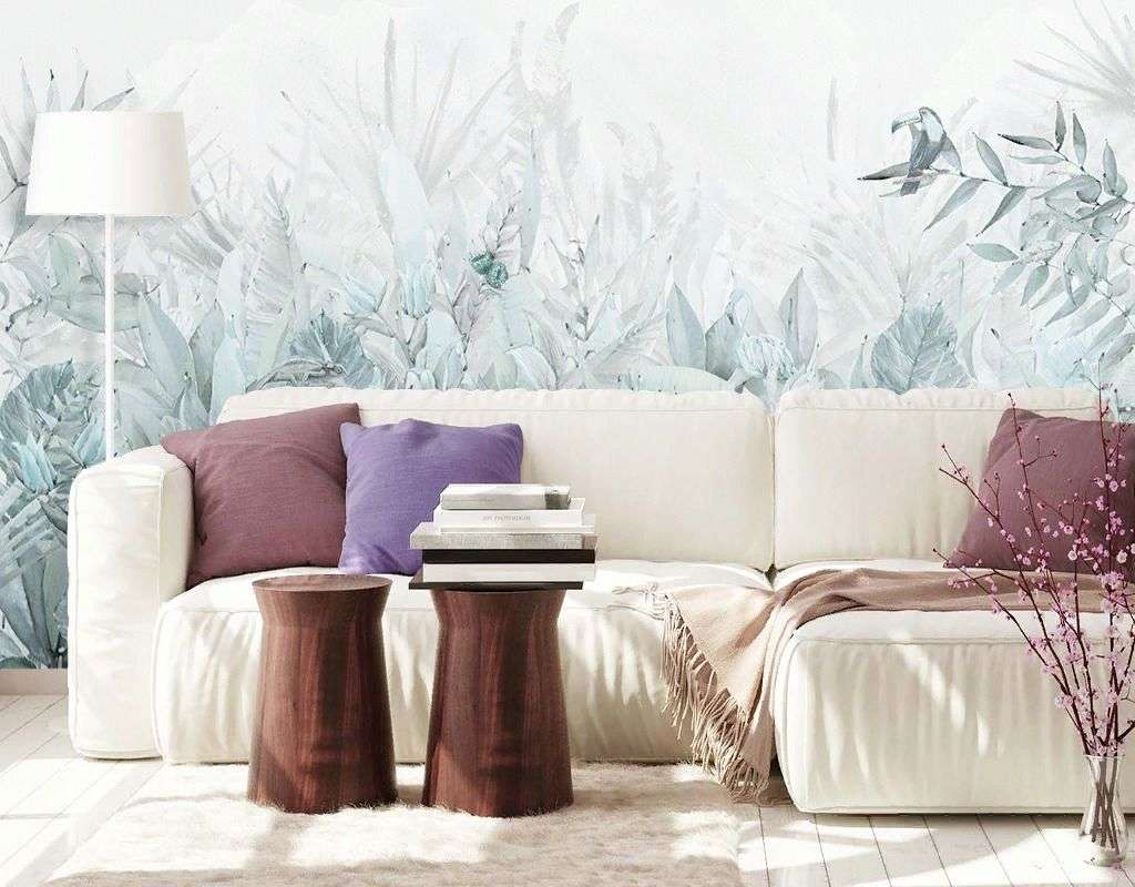 Фотообои в интерьере в спальню цветы голубые  9-2008 фото