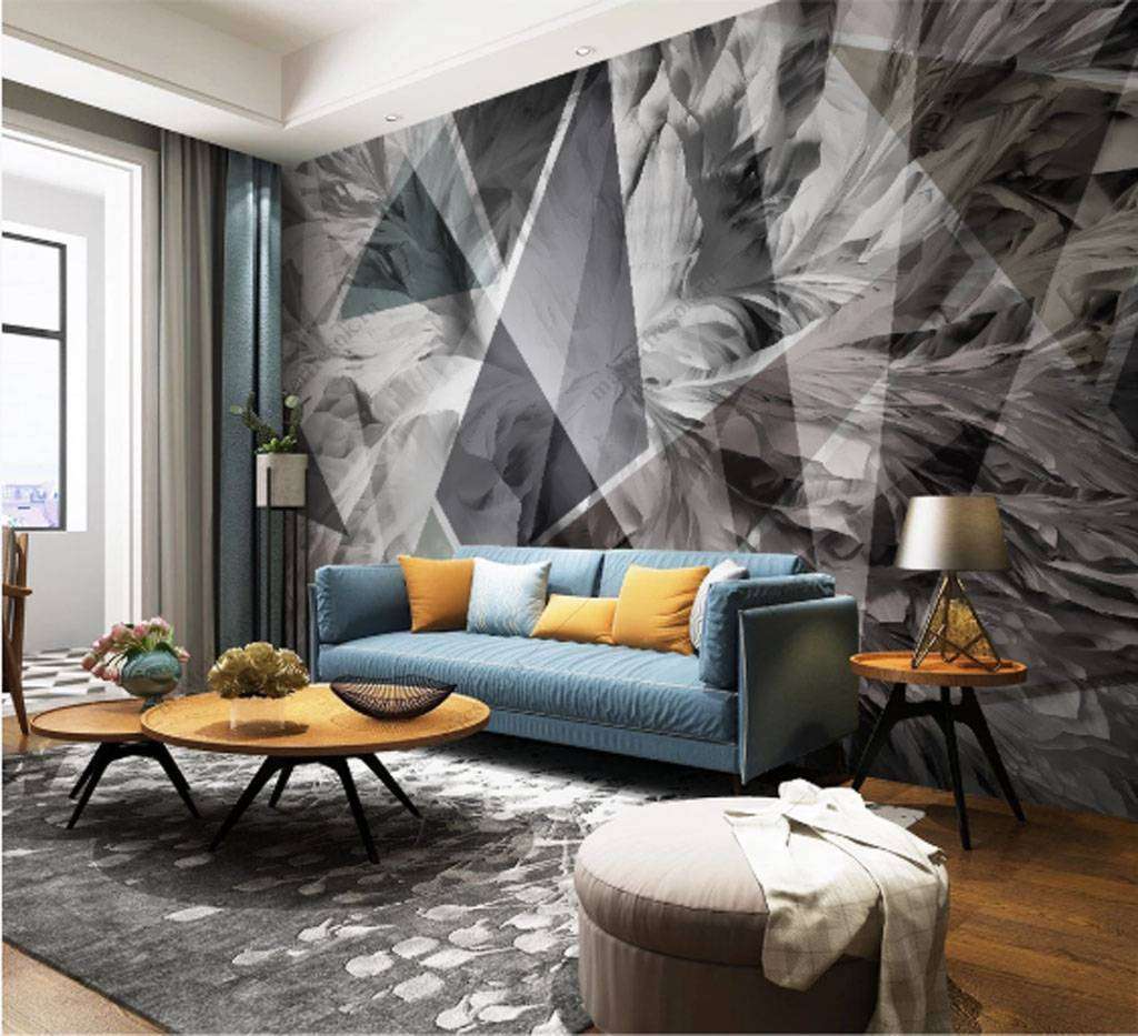 Фотообои в интерьере черно-серебристая абстракция  15-839 фото