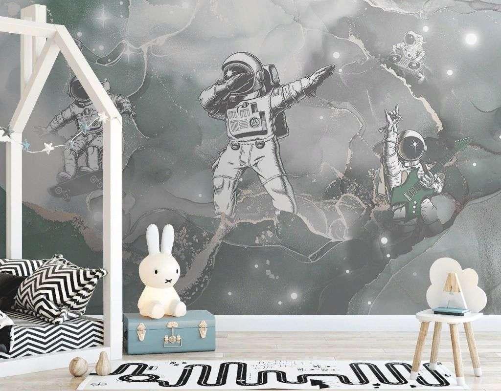 Фотообои в интерьере в детскую космонавты  12-1631 фото