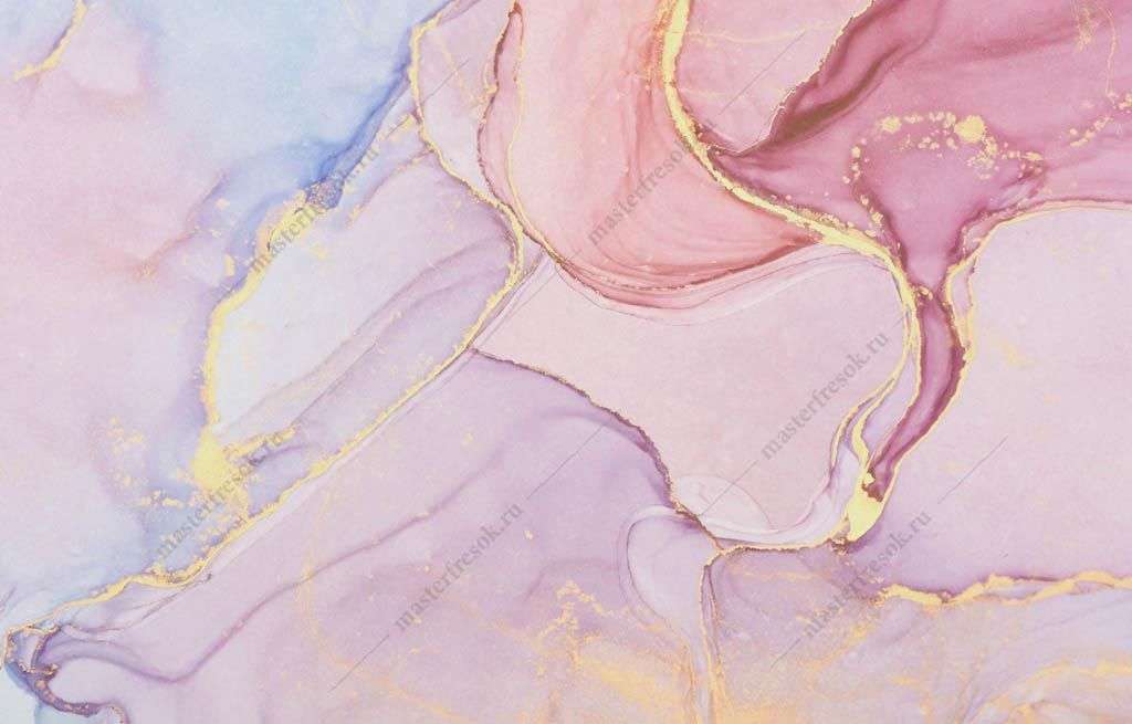 Фотообои в интерьере флюид арт золотая акварель  9-1055 фото