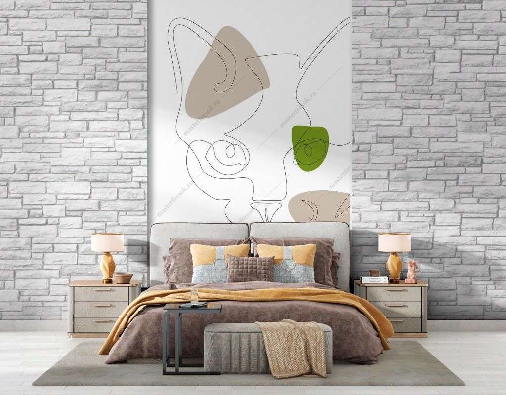 Фотообои в интерьере графика. кот  12-1485 фото