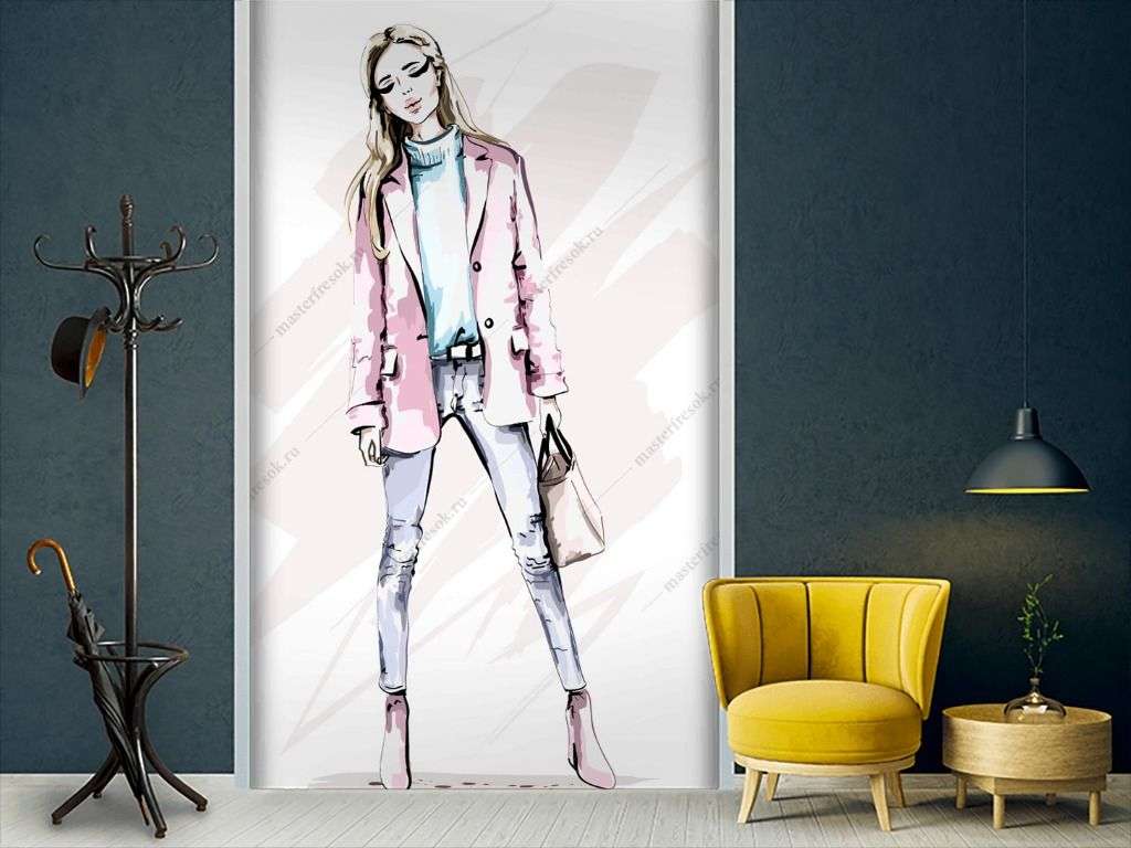 Фотообои в интерьере девушка с сумочкой  12-1379 фото
