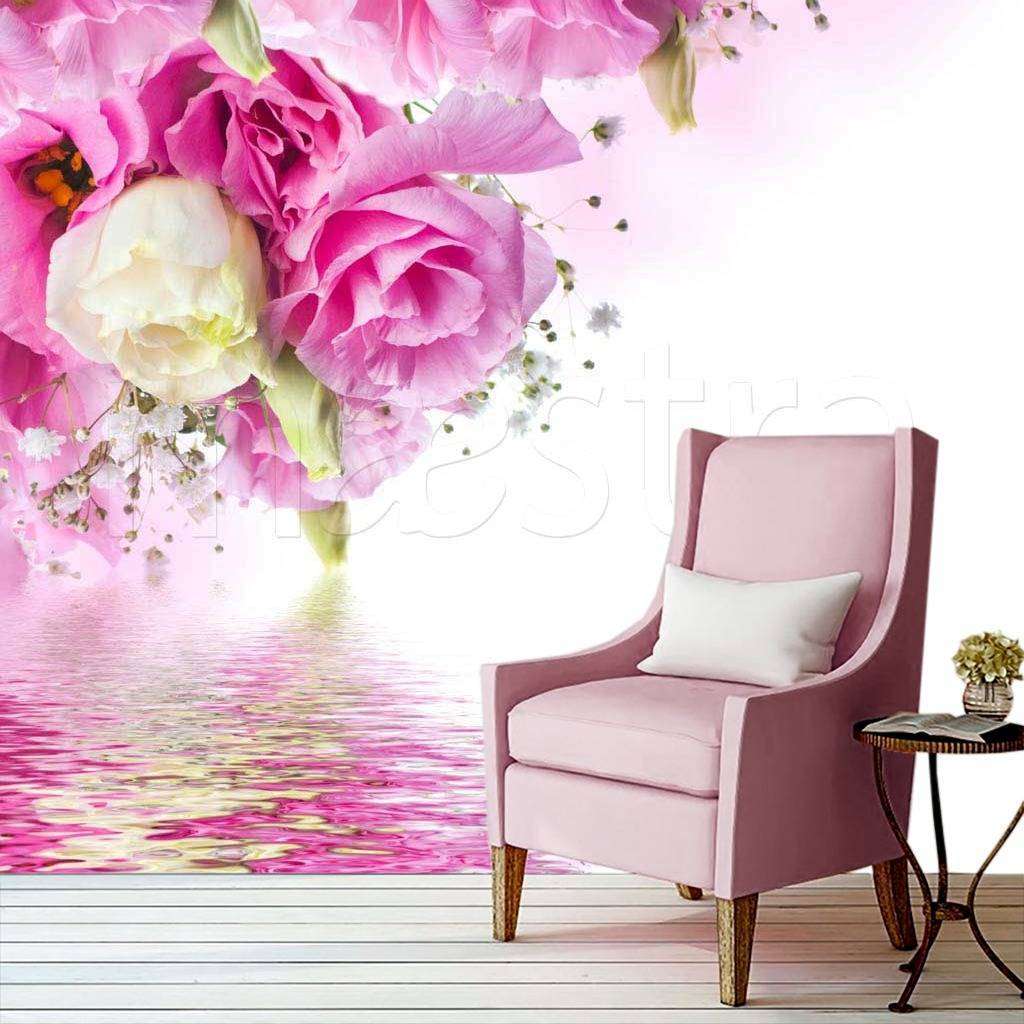 Фотообои Букет розовых роз на фоне воды  10-325