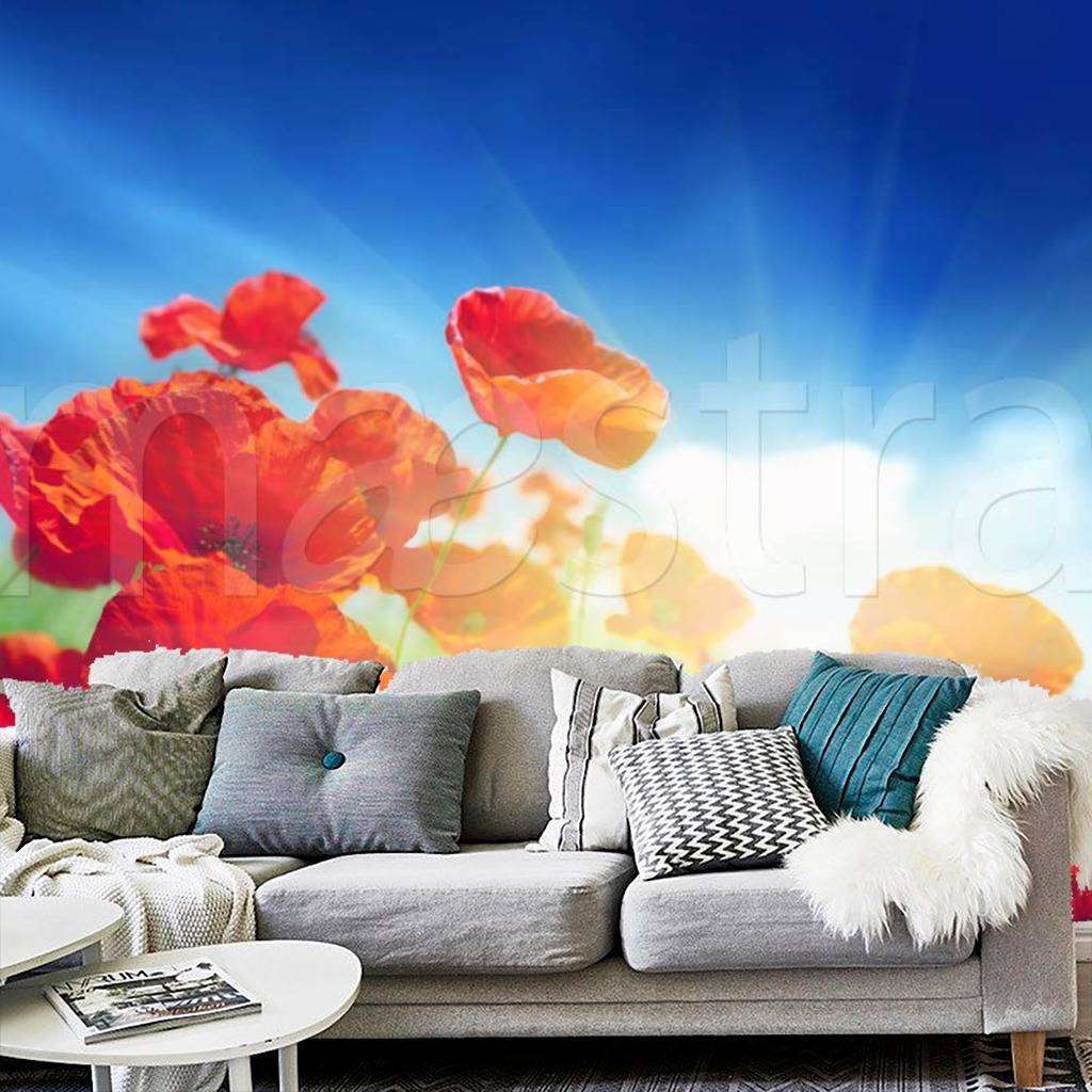 Фотообои Красные маки в поле  4-065