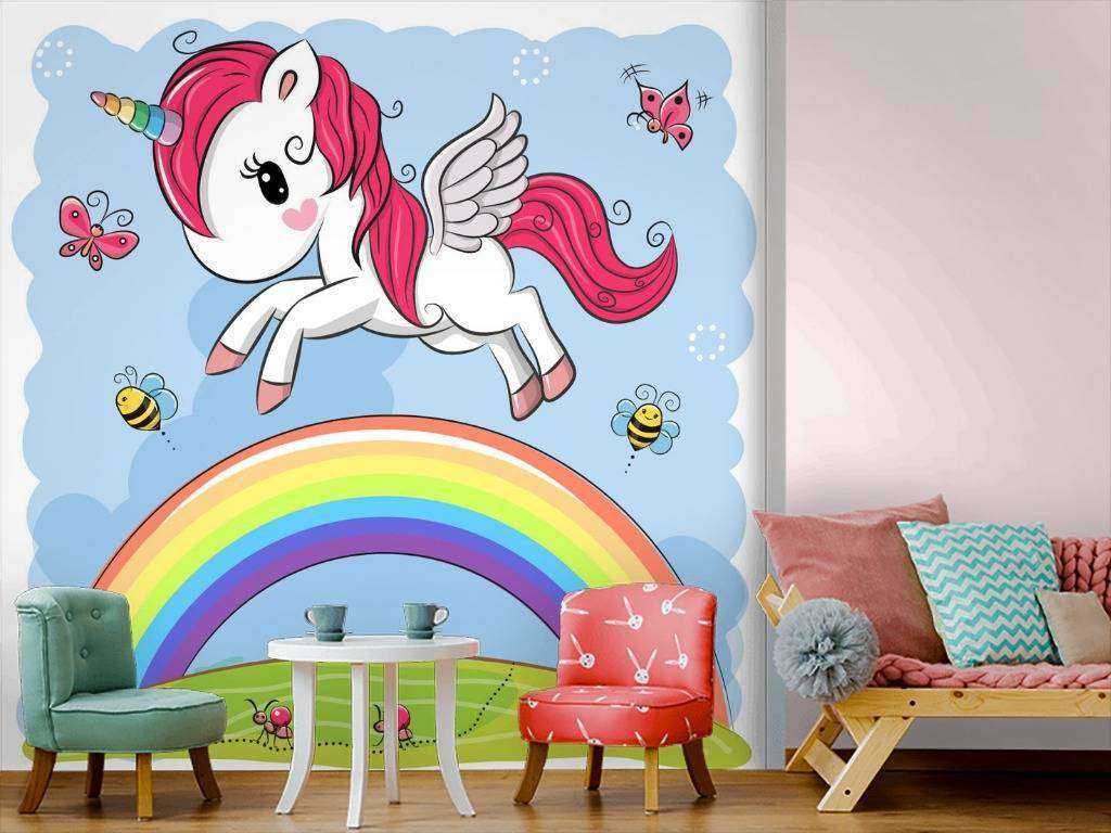 Фотообои в интерьере летающий единорог  12-605 фото