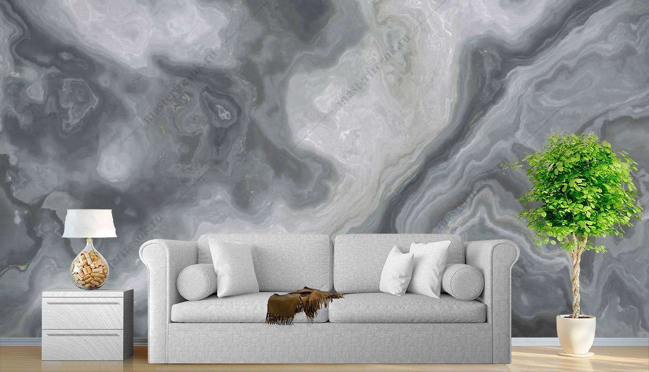 Фотообои в интерьере текстура камня оникс серый  9-1080 фото