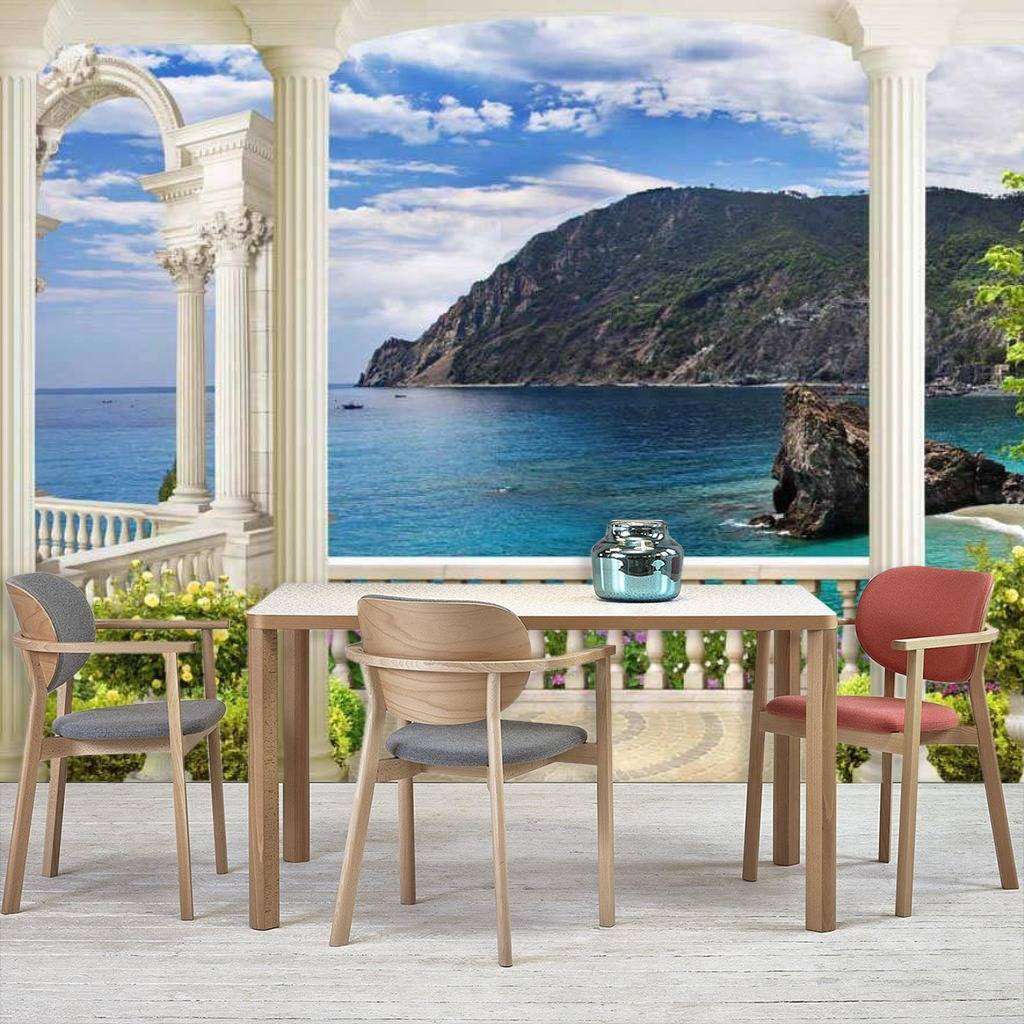 Фотообои Бесшовные обои на стену:  Балкон с видом на море. Артикул: 17-0037  