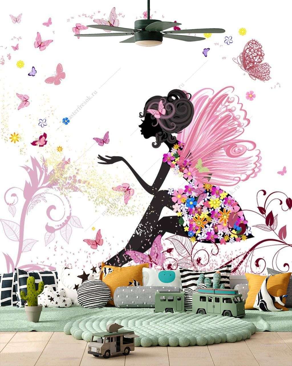 Фотообои в интерьере фея с бабочками  12-1241 фото