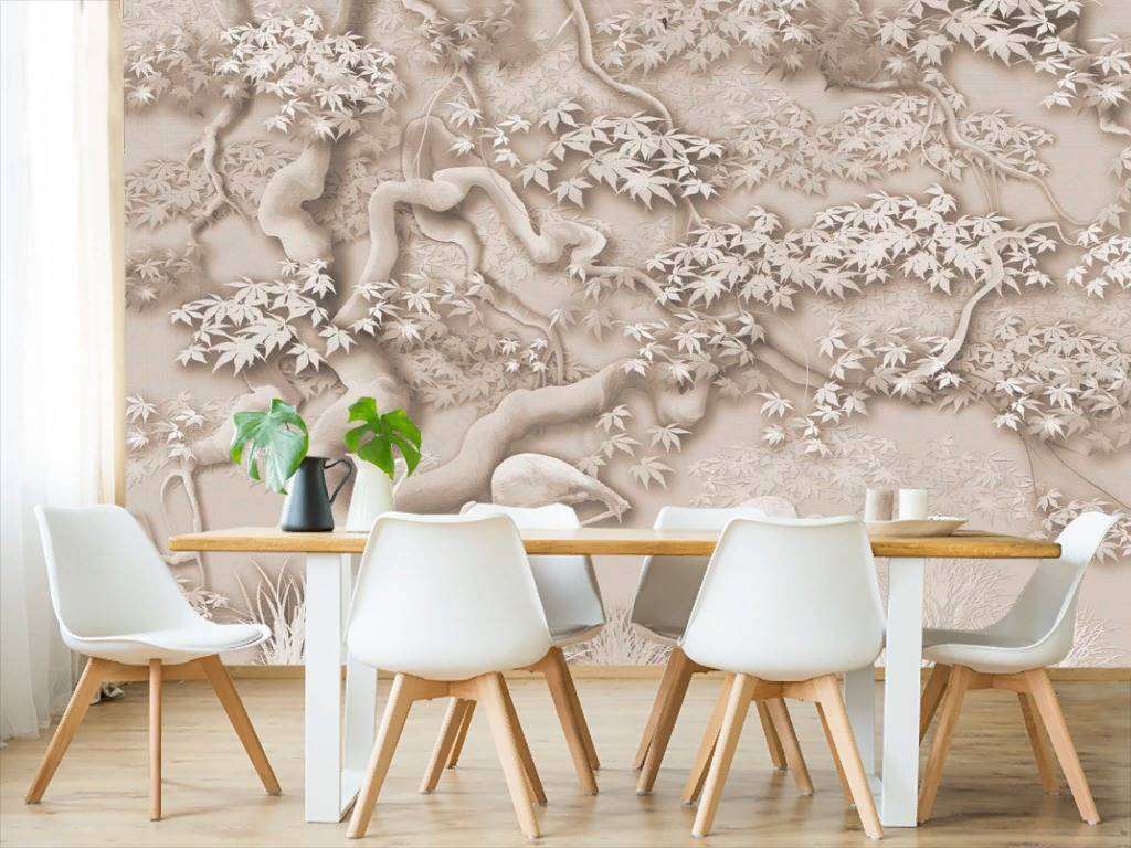 Фотообои в интерьере барельеф дерево  13-271 фото