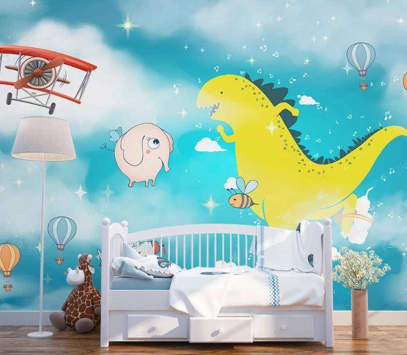 Фотообои в интерьере динозавр в небе  15-638 фото