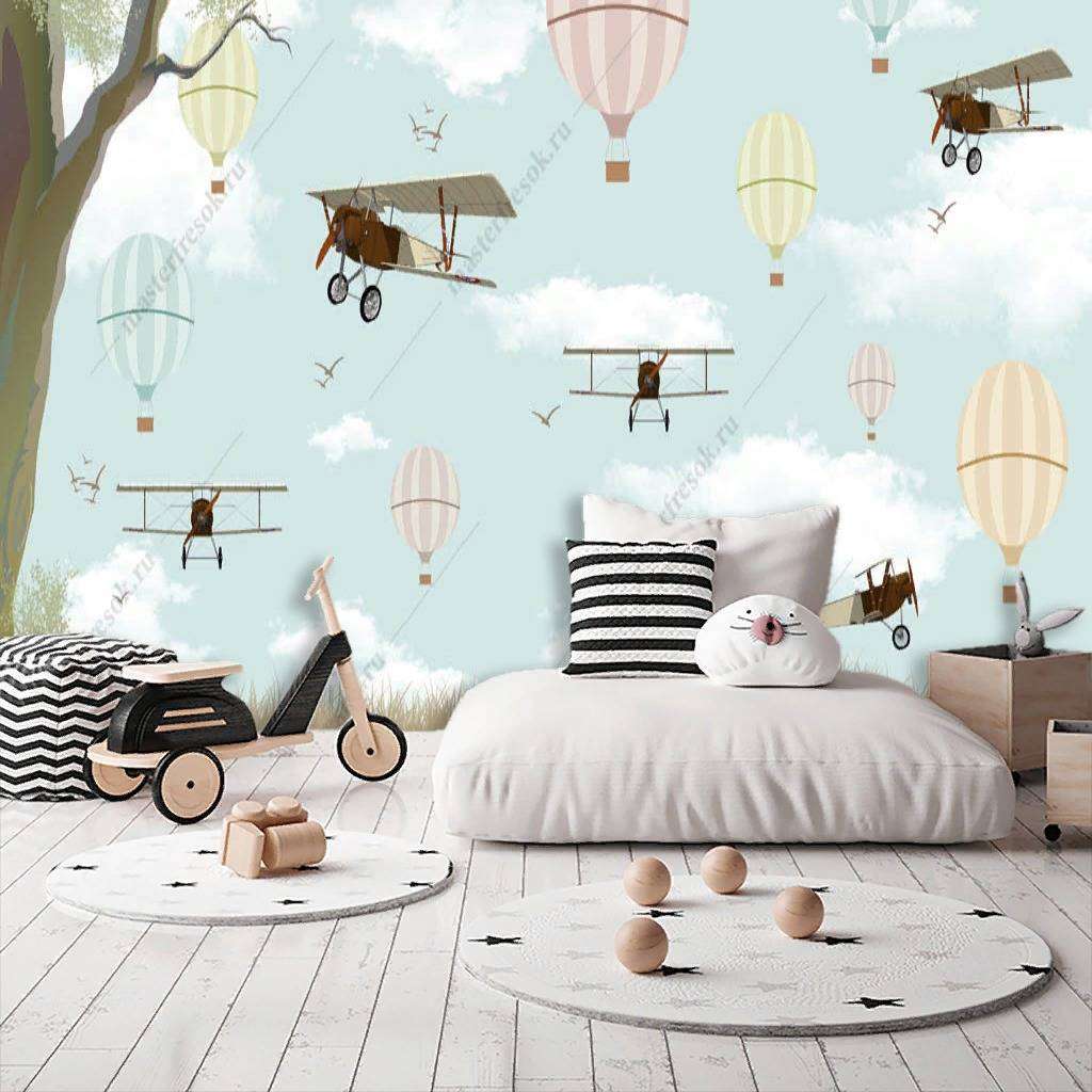 Фотообои в интерьере самолетики и шары  12-825 фото