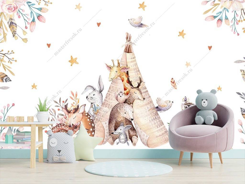 Фотообои Зверята на поляне  14-061