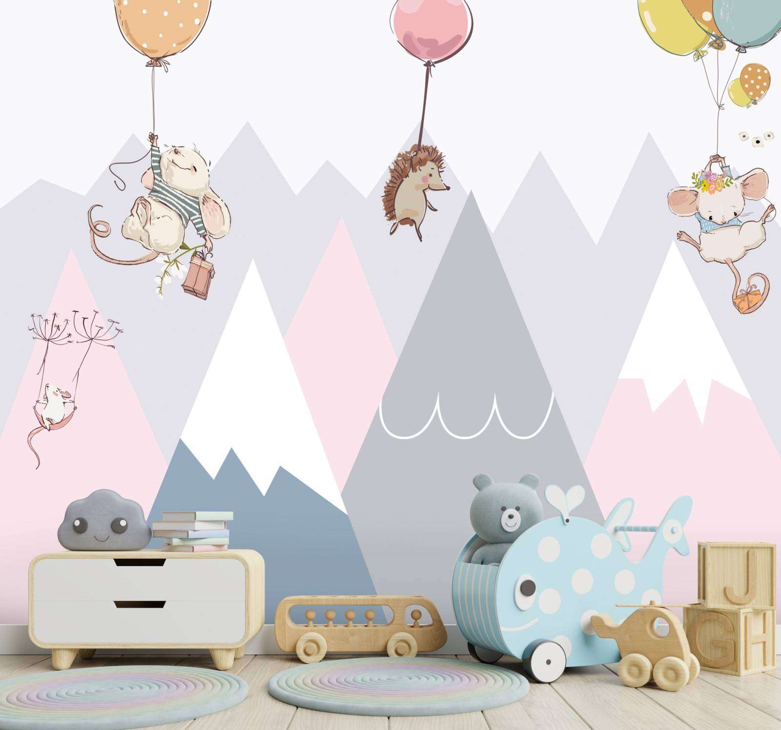 Фотообои в интерьере розовые горы  12-1159 фото