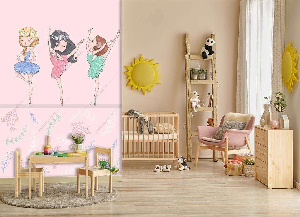 Фотообои Бесшовные обои на стену:  Маленькие балерины. Артикул: 14-025  