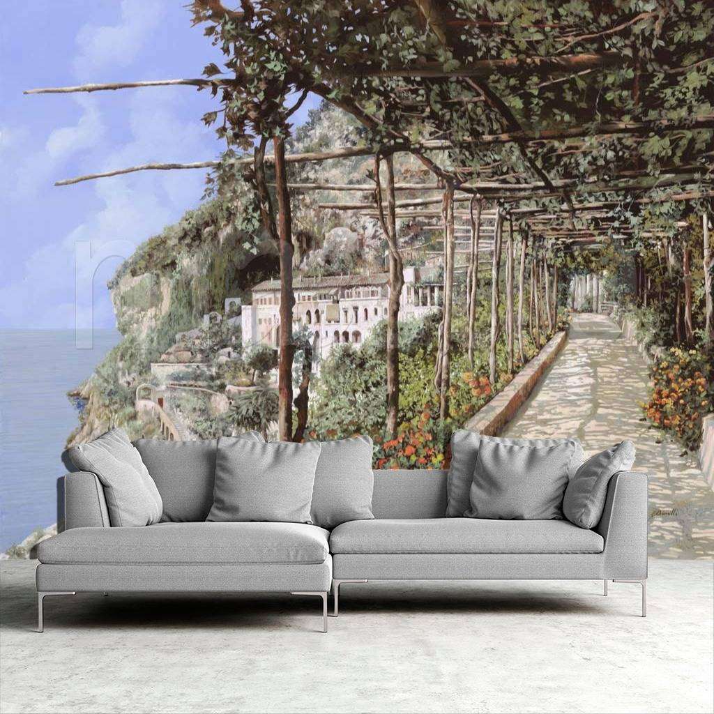 Фотообои в интерьере летняя набережная в тихом городе  8-071 фото