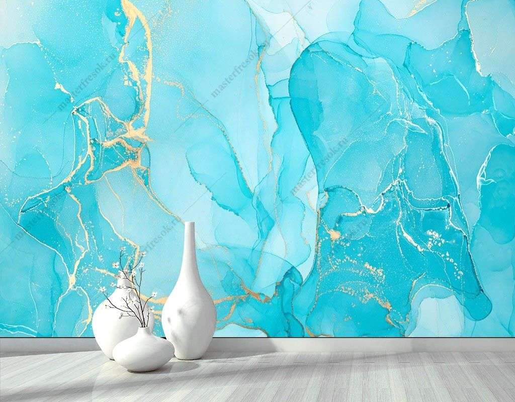 Фотообои в интерьере чернила голубые  9-1781 фото