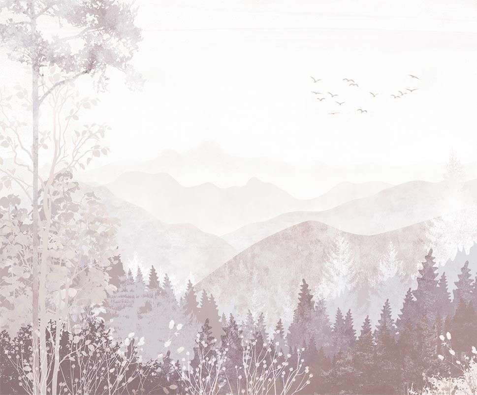 Фотообои в интерьере лес пудровый   14-697 фото