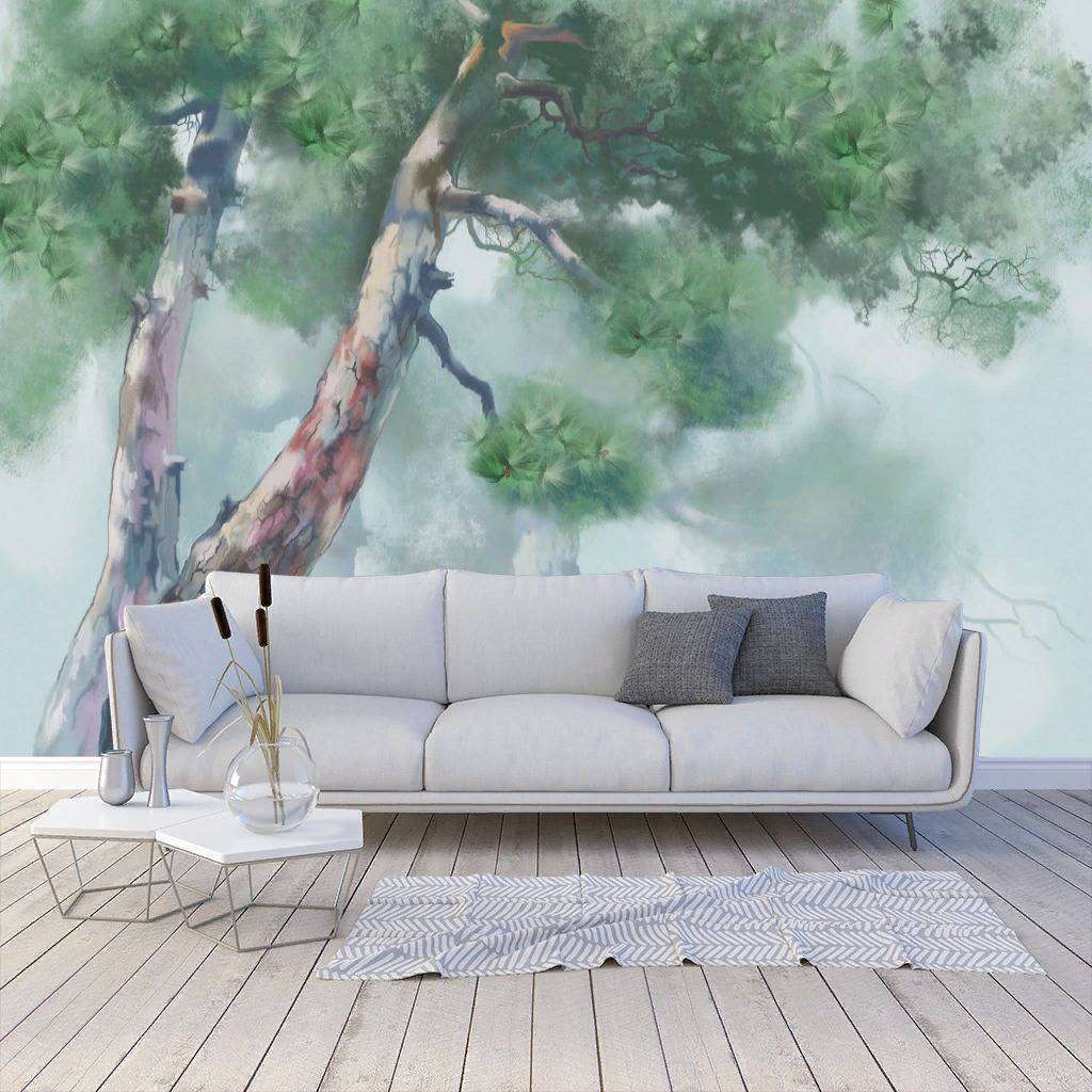 Фотообои в интерьере дерево акварель  13-232 фото