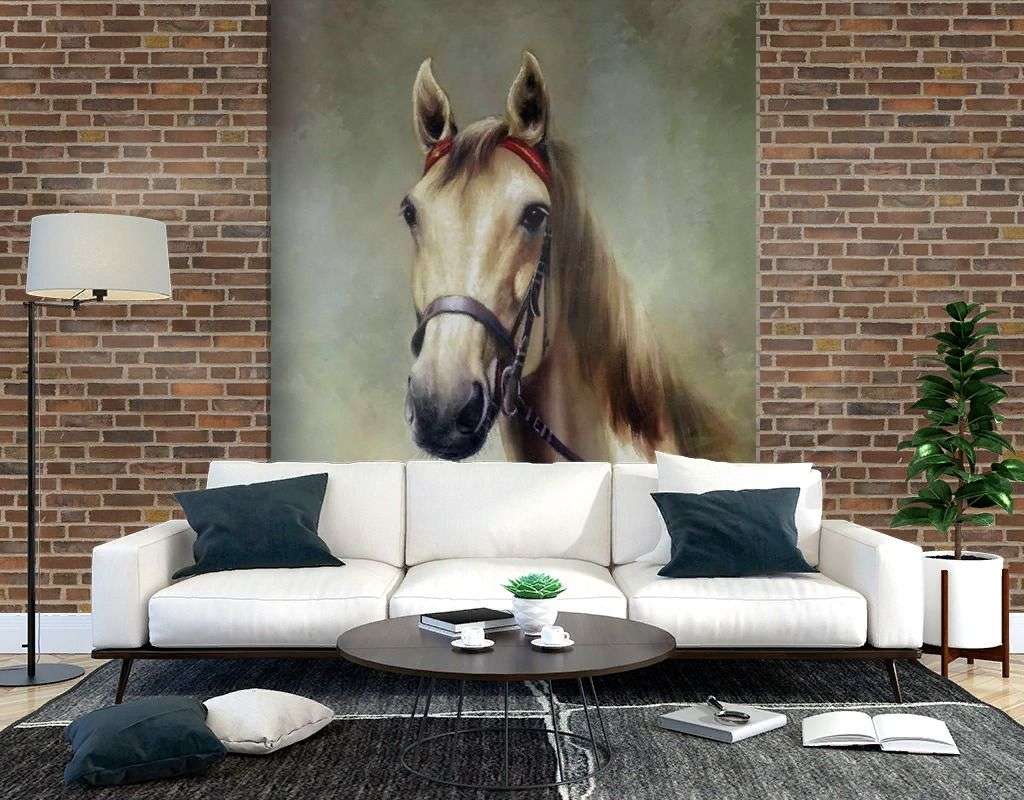 Фотообои в интерьере этюд головы лошади  17-4393 фото