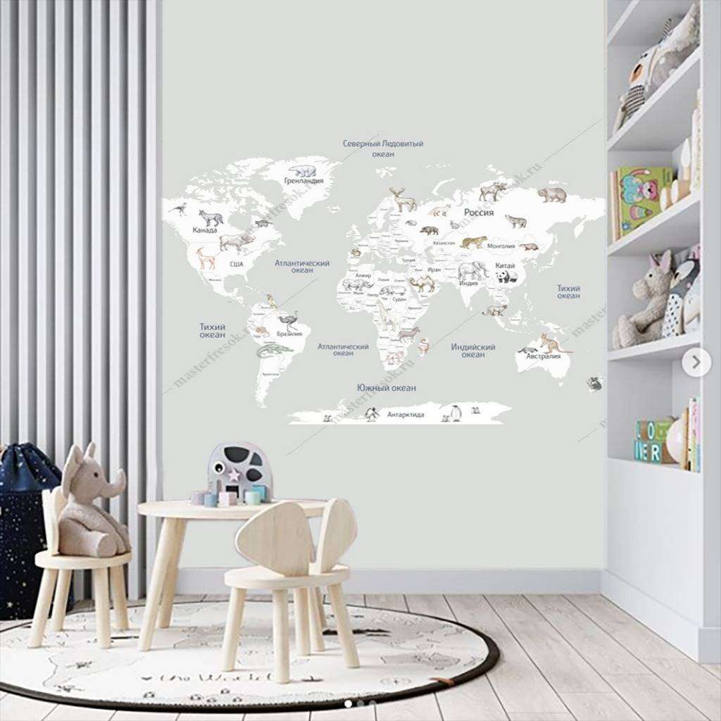Фотообои в интерьере карта вертикальная  12-987 фото