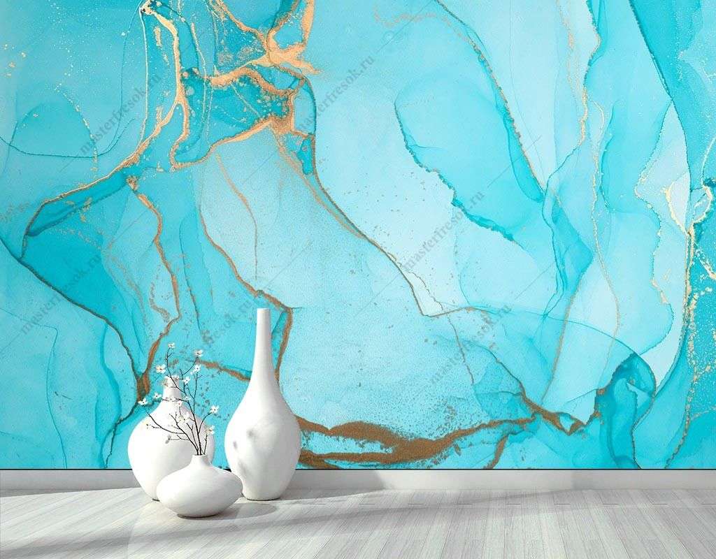 Фотообои в интерьере срез камня бирюза  9-1782 фото