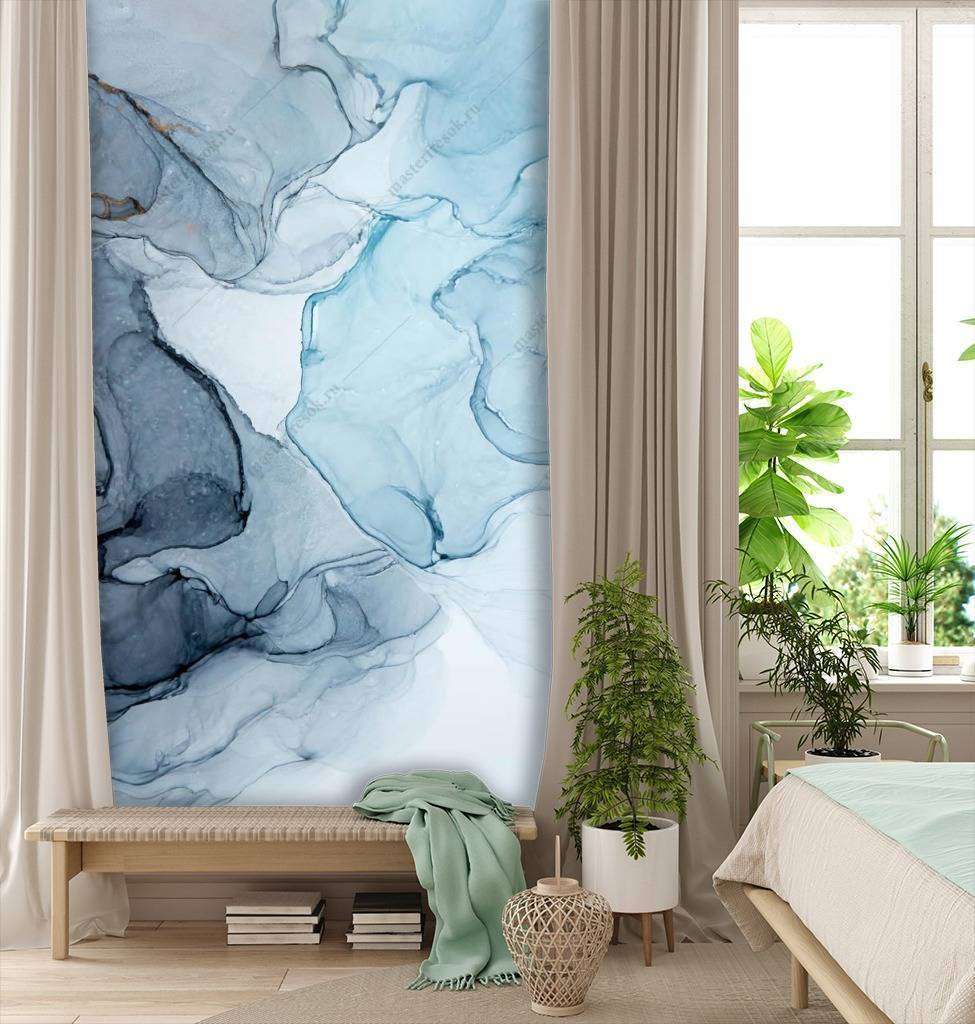 Фотообои Бесшовные обои на стену:  Флюид арт синий. Артикул: 9-1027  