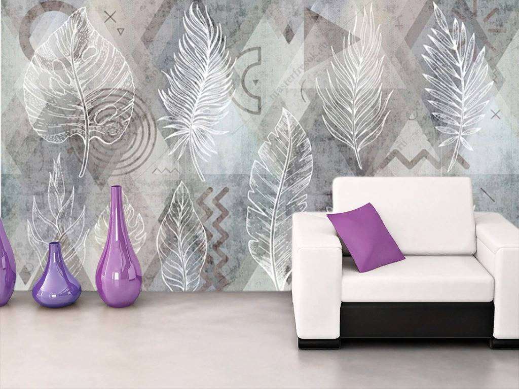Фотообои в интерьере панно перышки  15-830 фото