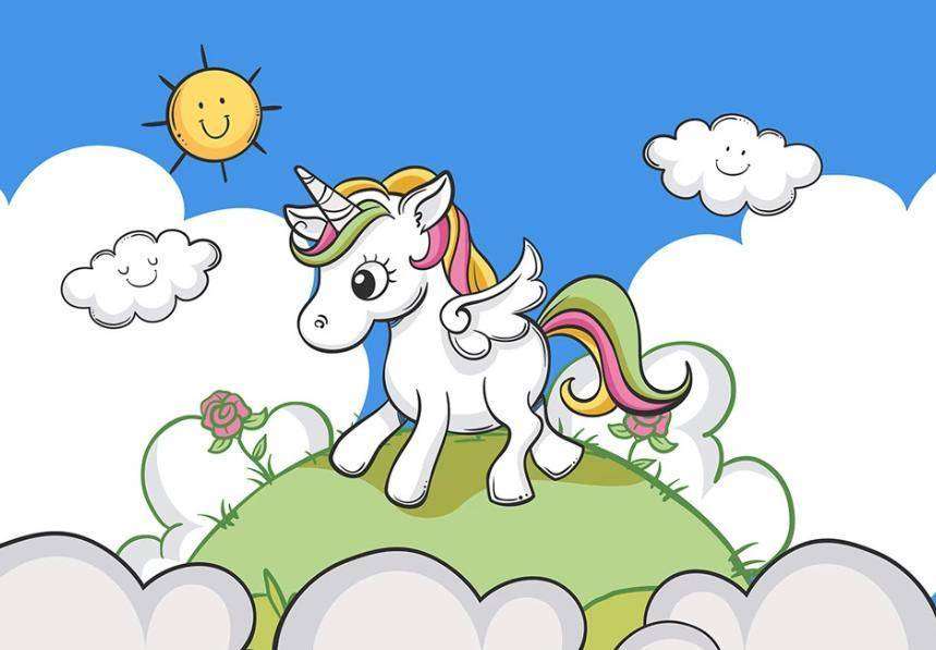 Фотообои в интерьере единорог на лужайке  15-350 фото