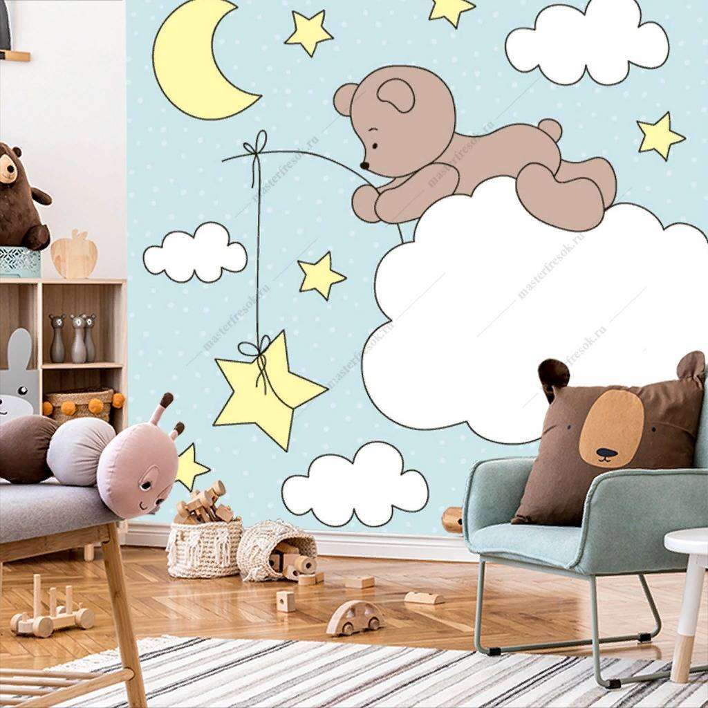 Фотообои в интерьере мишка и звезда  12-614 фото