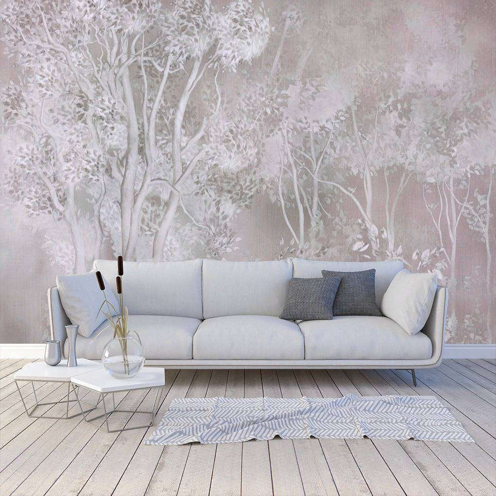 Фотообои в интерьере деревья туманные  13-236 фото