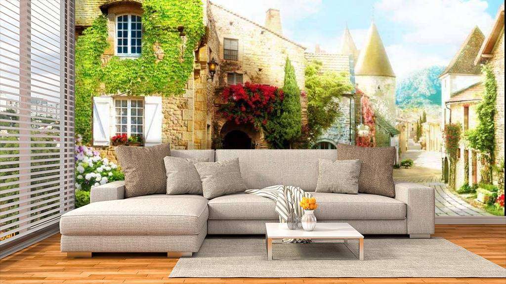 Фотообои в интерьере живописная итальянская улочка  17-0117 фото