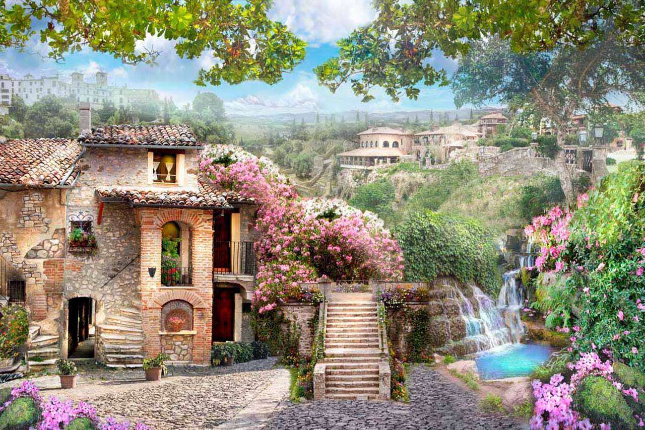 Фотообои в интерьере вид на старинный город  6-065 фото