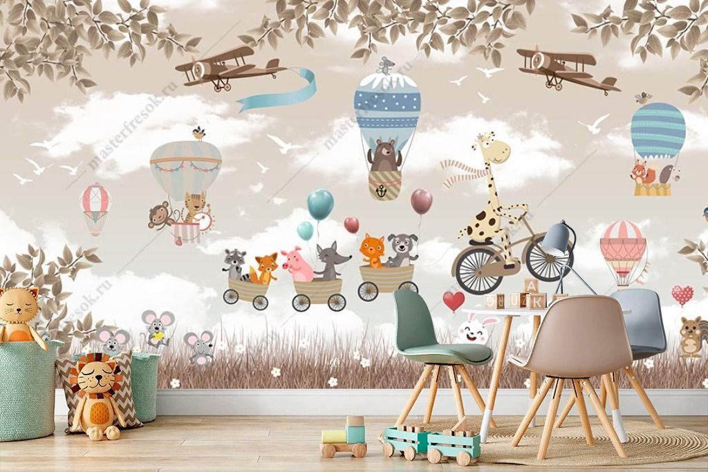 Фотообои Жираф на велосипеде едет  14-260