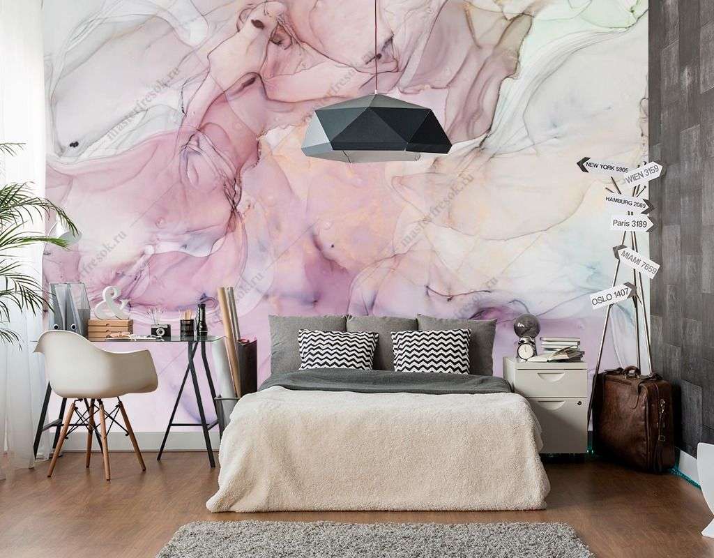 Фотообои в интерьере мраморный холст  9-1555 фото