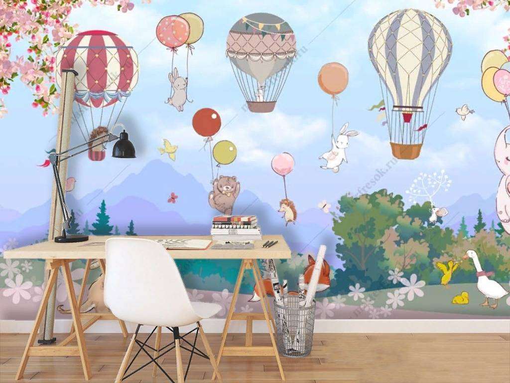 Фотообои в интерьере яркие воздушные шары  14-153 фото