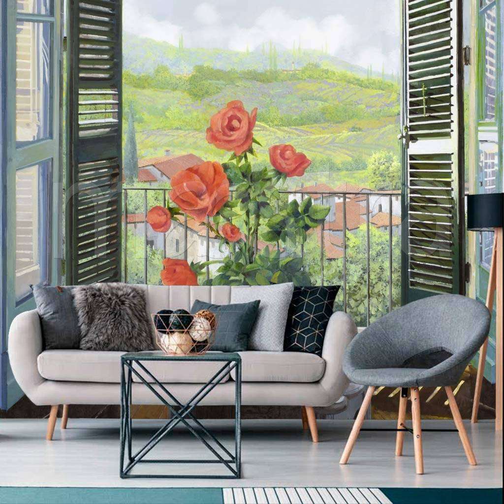 Фотообои Окно с видом на сад  8-149