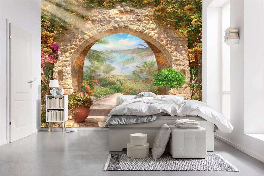 Фотообои в интерьере арка под яркими лучами солнца  6-014 фото