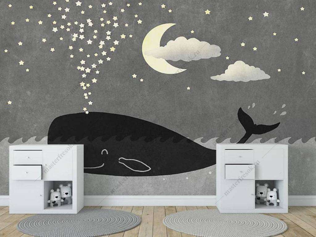 Фотообои в интерьере спящий кит  16-038 фото