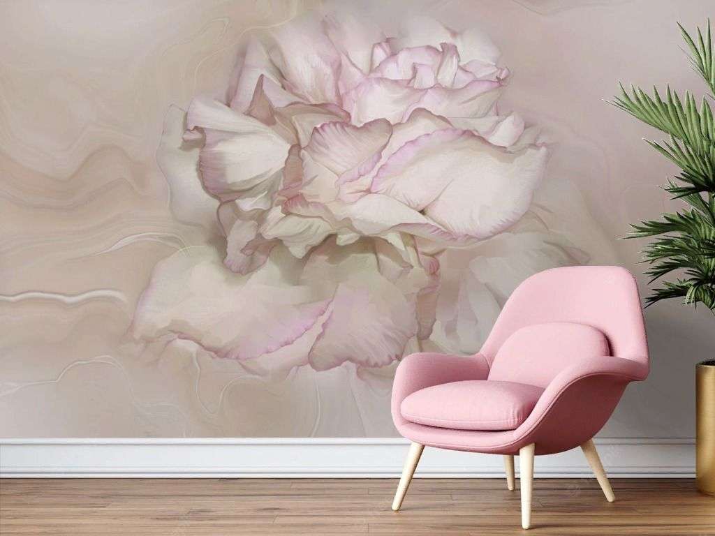 Фотообои в интерьере пион бежевый 3д  13-734 фото