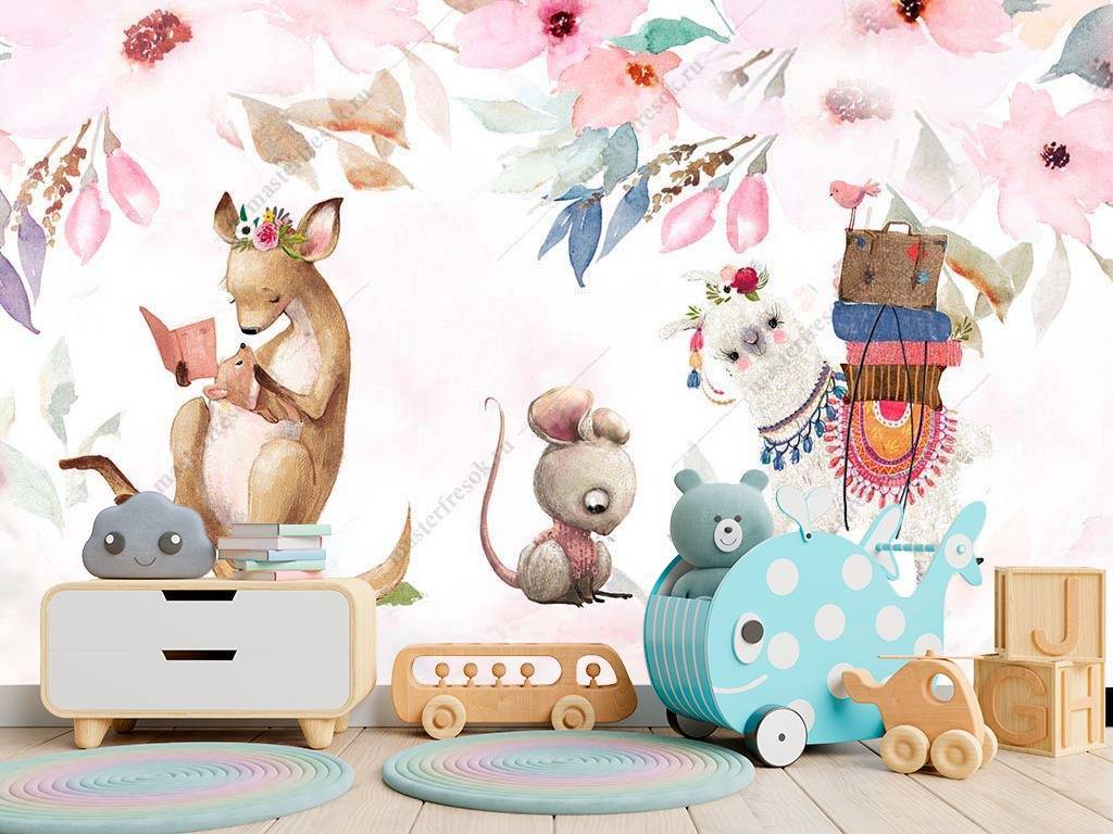 Фотообои Детские иллюстрации с животными  14-007