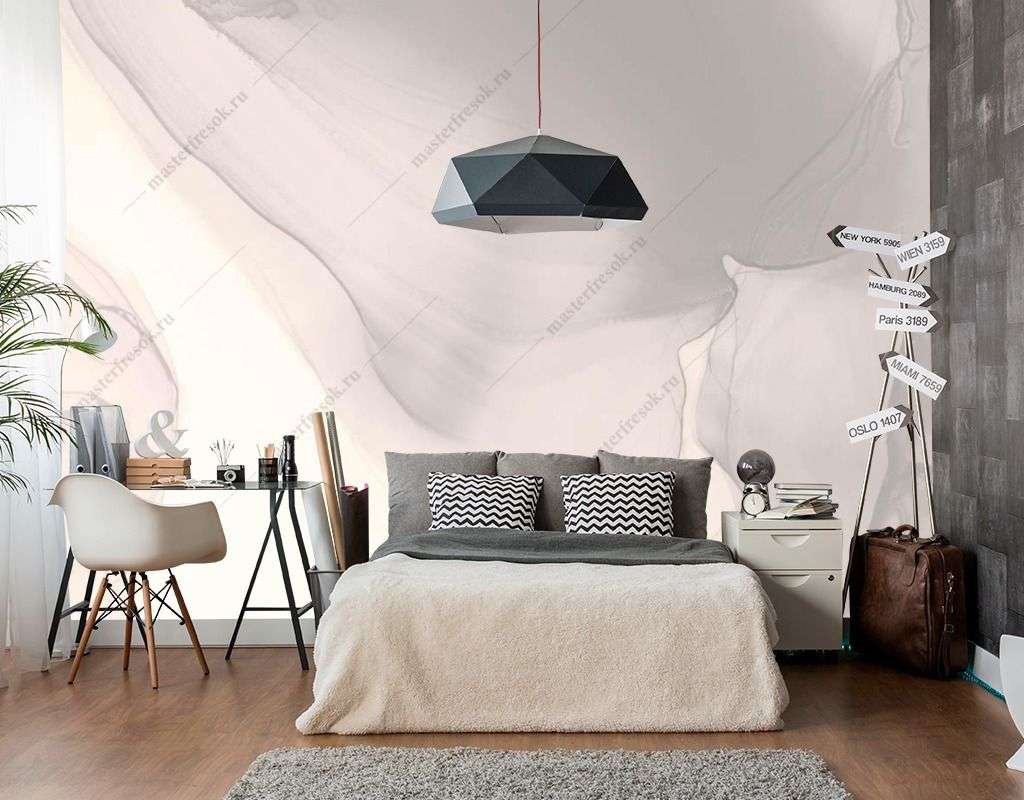 Фотообои в интерьере серый фон с разводами  9-1542 фото