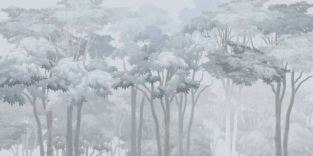 Фотообои в интерьере серебристый лес  13-331 фото