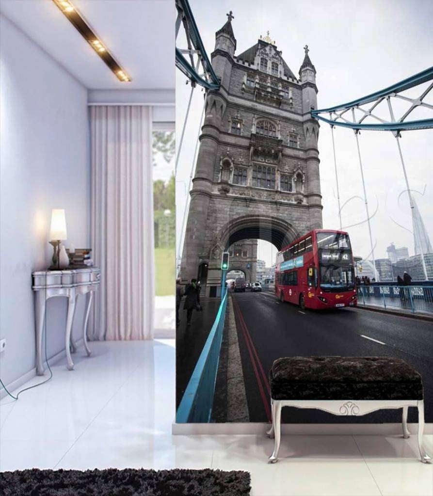 Фотообои в интерьере красный автобус на тауэрском мосту  9-560 фото