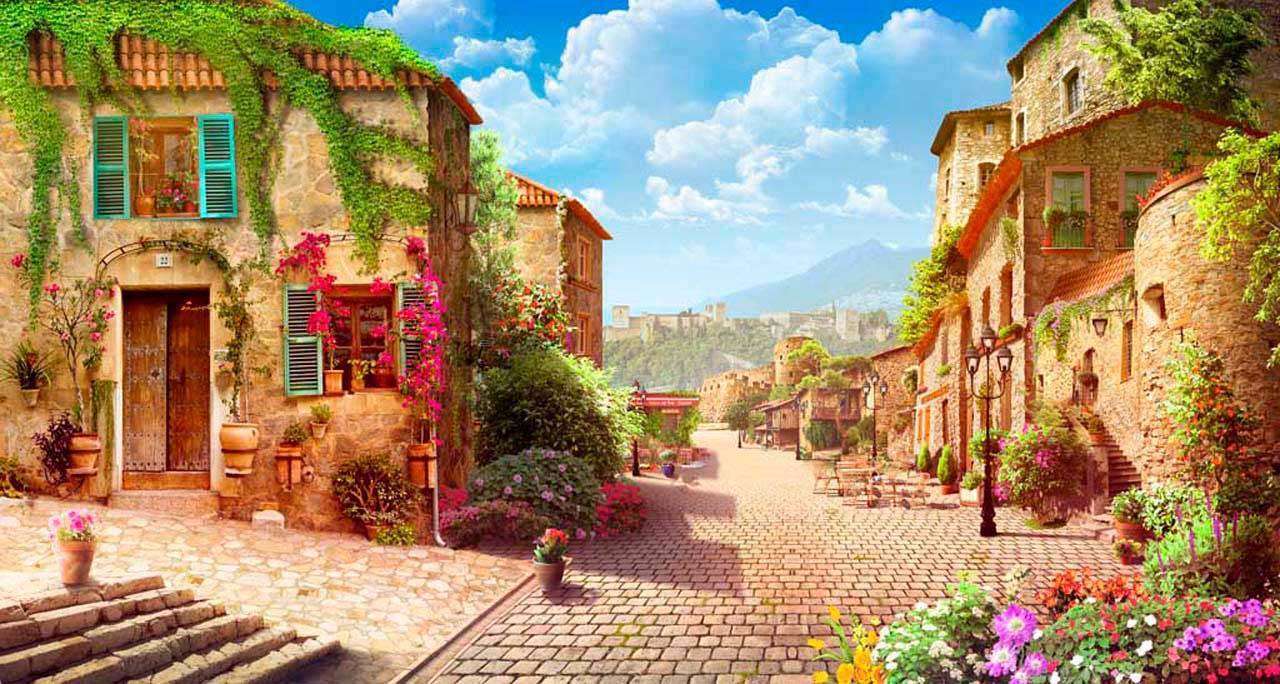 Фотообои в интерьере итальянская улочка в молчаливом городе  11-145 фото