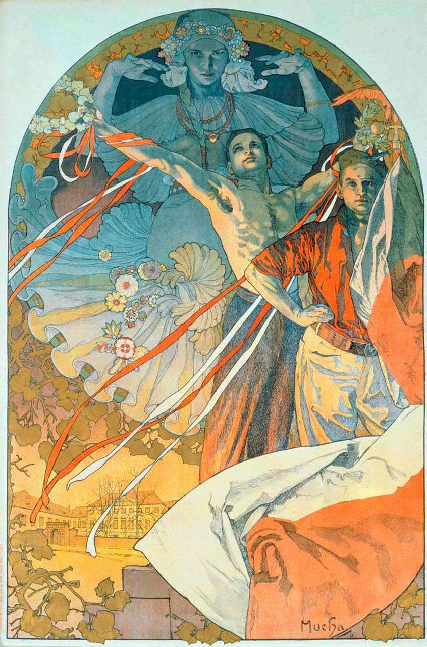 Фотообои в интерьере альфонс мариа муха - рекламный плакат - 8-й фестиваль "сокол"  8-206 фото