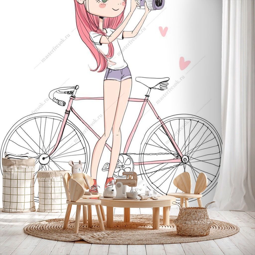 Фотообои Девушка возле велосипеда  12-1256