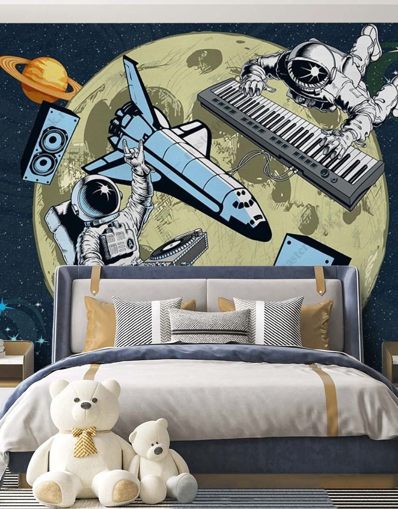 Фотообои в детскую: Космонавты-диджеи   14-731