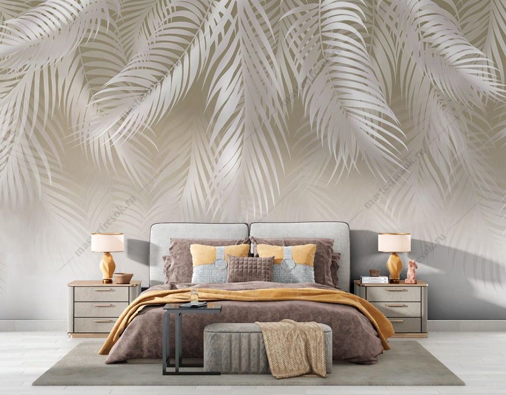 Фотообои Светло-бежевые перья  14-546