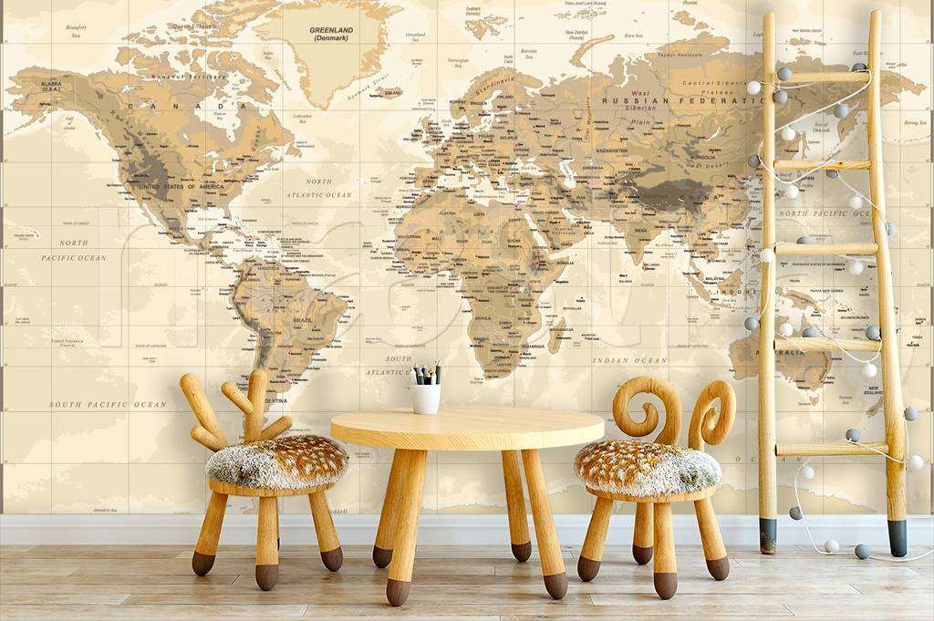 Фотообои Бесшовные обои на стену:  Карта мира. Артикул: 12-510  